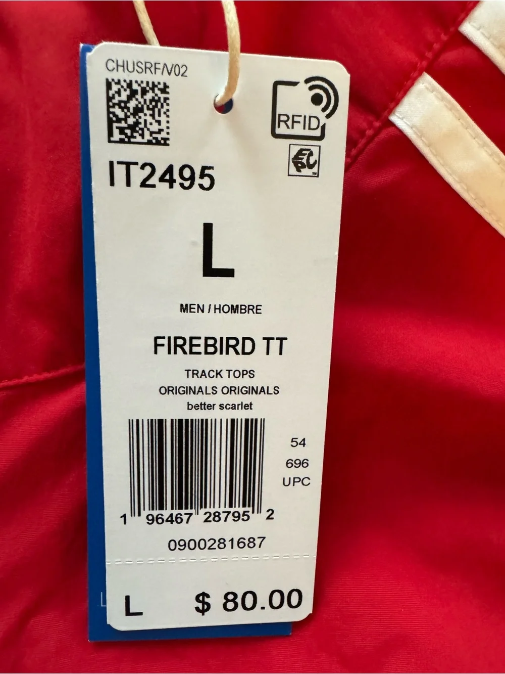 Adidas Originals Firebird Full Zip Track Jacket. Mens Lg. Red. IT2495. NWT